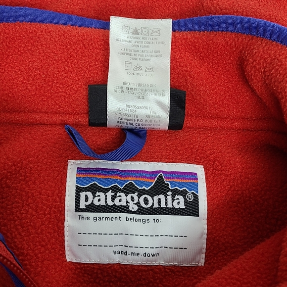 Patagonia Synchilla Marsupial Half Zip Pullover Fire Red 65521 Kids Large - Picture 8 of 9